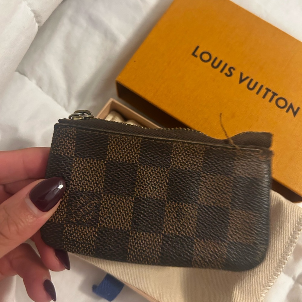 Louis Vuitton Brown Checkered Pouch Authentic